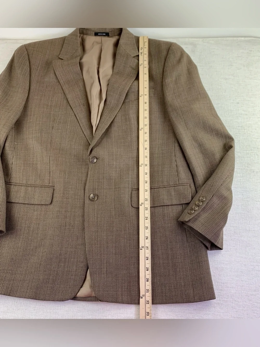 Lauren Ralph Lauren men's 44L 100% wool plaid blazer sport coat in brown